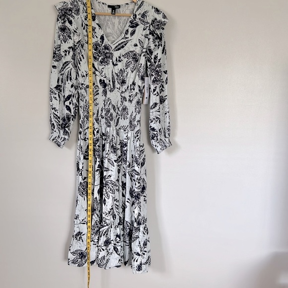 AQUA Smocked Floral Print Midi Dress Size S - Picture 12 of 16